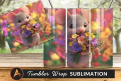Cute Mouse Holding Colorful Flower Bouquet Tumbler Product Image 1