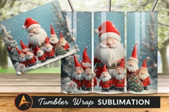 Santa Claus And Gnomes Christmas Scene Tumbler Png Product Image 1