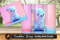 Cute White Bear With Pastel Background Tumbler Png Product Image 1