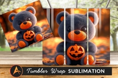 Halloween Teddy Bear Holding Jack O Lantern Tumbler Product Image 1