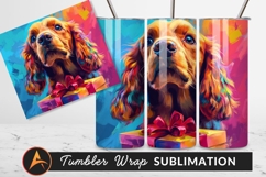 Cocker Spaniel With Gift Tumbler Png Painting Product Image 1