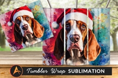 Christmas Basset Hound Watercolor Tumbler Png Product Image 1