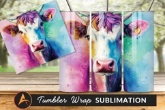 Colorful Cow Portrait Tumbler Png Illustration Product Image 1