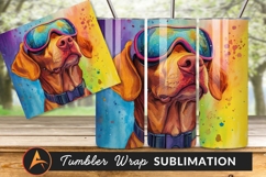 Watercolor Dog Portrait With Ski Goggles Tumbler Art Product Image 1