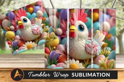 Cartoon Chicken Surrounded By Easter Eggs Scene Tumbler Product Image 1