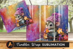 Cute Mouse With Hat Holding Flowers Tumbler Png Product Image 1