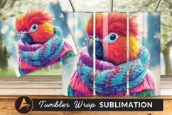 Parrot With Scarf In Snowy Background Tumbler Png Product Image 1