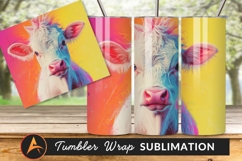 Vibrant Colorful Cow Portrait Tumbler Png Product Image 1