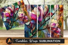 Abstract Magnolia Flowers Stained Glass Style Tumbler Art Product Image 1