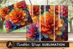 Vibrant Floral Arrangement Tumbler Png Background Design Product Image 1