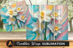 Narcissus Flowers On Abstract Pastel Background Tumbler Png Product Image 1
