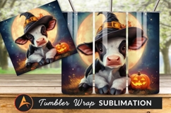 Witch Cow Halloween Moon Tumbler Png Product Image 1