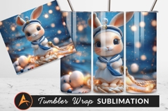 Cute Bunny Sailor On A Blue Background Tumbler Product Image 1