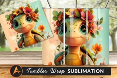 Adorable Turtle Wearing Flower Crown Tumbler Png Product Image 1