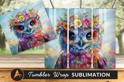Colorful Owl With Flower Crown Tumbler Png Product Image 1