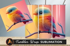 Cute Colorful Bird On Branch Tumbler Png Product Image 1