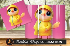 Adorable Cartoon Chick Wearing Yellow Raincoat Tumbler Png Product Image 1