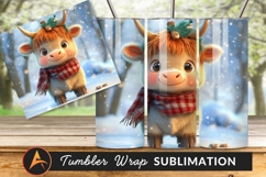 Christmas Calf In Winter Snow Scene Tumbler Wrap Product Image 1