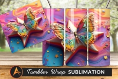 Iridescent Butterfly On Star Tumbler Png Design Product Image 1