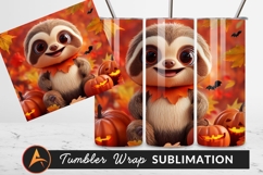 Adorable Halloween Sloth With Pumpkins And Bats Tumbler Product Image 1