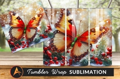 Festive Butterfly On Winter Berries Tumbler Png Product Image 1