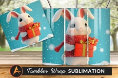 Cute Winter Bunny Holding Christmas Gifts Tumbler Product Image 1