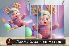 Cute Baby With Reindeer Antlers Tumbler Png Product Image 1