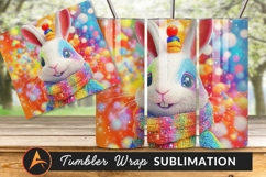 Colorful Rainbow Rabbit Illustration With Scarf Tumbler Product Image 1