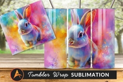 Colorful Watercolor Bunny Tumbler Png Image Product Image 1