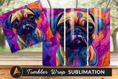 Colorful Pug Dog Digital Art Abstract Tumbler esign Product Image 1