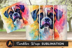 Watercolor Boxer Dog Portrait Colorful Art Tumbler Product Image 1