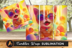 Happy Kitten Wearing Sunglasses Surrounded By Spheres Product Image 1