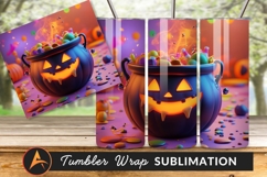 Halloween Candy Filled Cauldron Illustration Tumbler Png Product Image 1
