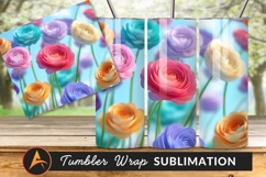Pastel Ranunculus Flowers Field Tumbler Png Product Image 1