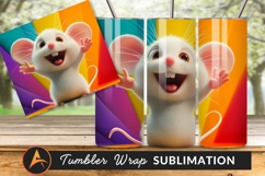 Cheerful Cartoon Mouse With Rainbow Tumbler Product Image 1
