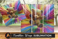 Colorful Teddy Bear Tumbler Png Background Product Image 1