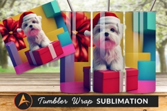 Cute Dog Wearing Santa Hat On Gift Tumbler Product Image 1