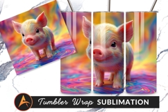 Colorful Piglet On Psychedelic Background Tumbler Png Product Image 1