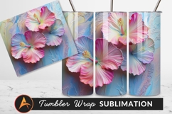 Pastel Hibiscus Flowers Textured Background Tumbler Png Product Image 1