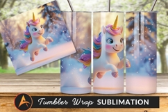 Whimsical Unicorn Tumbler Png In Snowy Winter Product Image 1