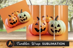 Halloween Pumpkins Rendered In 3D With Bat Accents Tumbler Product Image 1