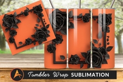 Black Roses Frame On Orange Tumbler Png Product Image 1