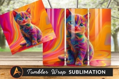 Colorful Kitten Pet Portrait For Tumbler Png Product Image 1