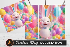 Smiling Easter Bunny With Colorful Balloons Design Product Image 1