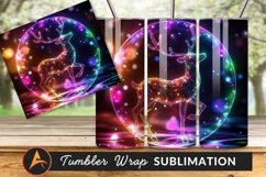 Digital Neon Deer In Orb Tumbler Png Product Image 1