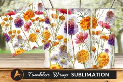Watercolor Floral Seamless Pattern Tumbler Png Design Product Image 1