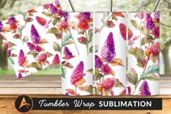 Watercolor Foxglove Flowers Seamless Pattern Tumbler Png Product Image 1
