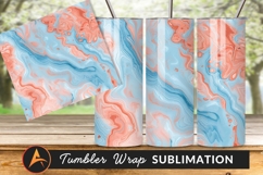 Abstract Swirl Blue And Coral Tumbler Png Product Image 1