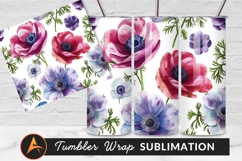 Watercolor Anemone Flowers Seamless Pattern Tumbler Png Product Image 1