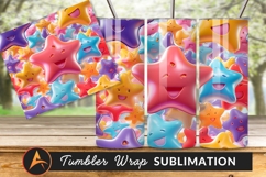 Colorful Smiling Stars Tumbler Png Background Product Image 1